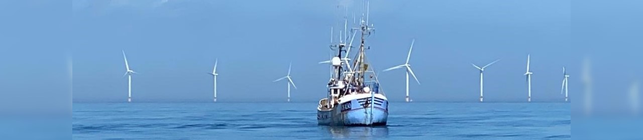 Fishing vessel and wind turbines
