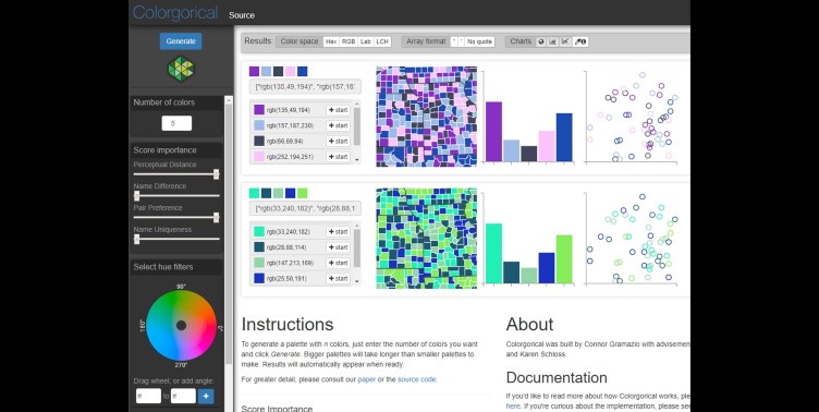 The Colorgorical colour selection tool