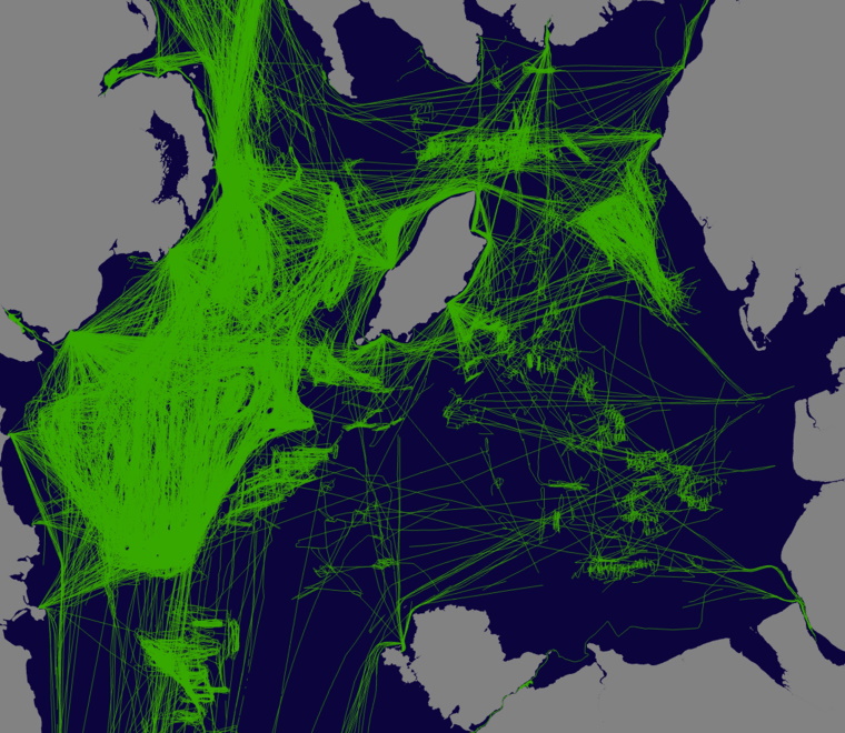 AIS map fishing vessels in the Irish sea