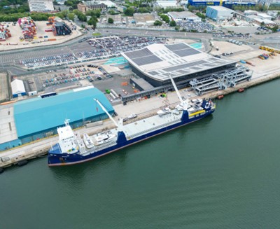Cargo ship at Port of Southampton