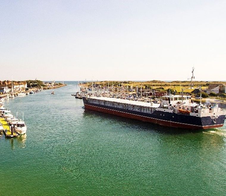 A large vessel in Littlehampton Harbour